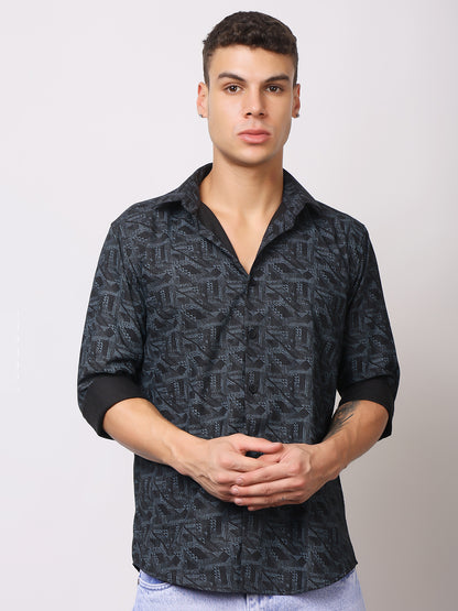 Stylox Men’s Printed Full Sleeve Geometric All-Over Print Casual Shirt