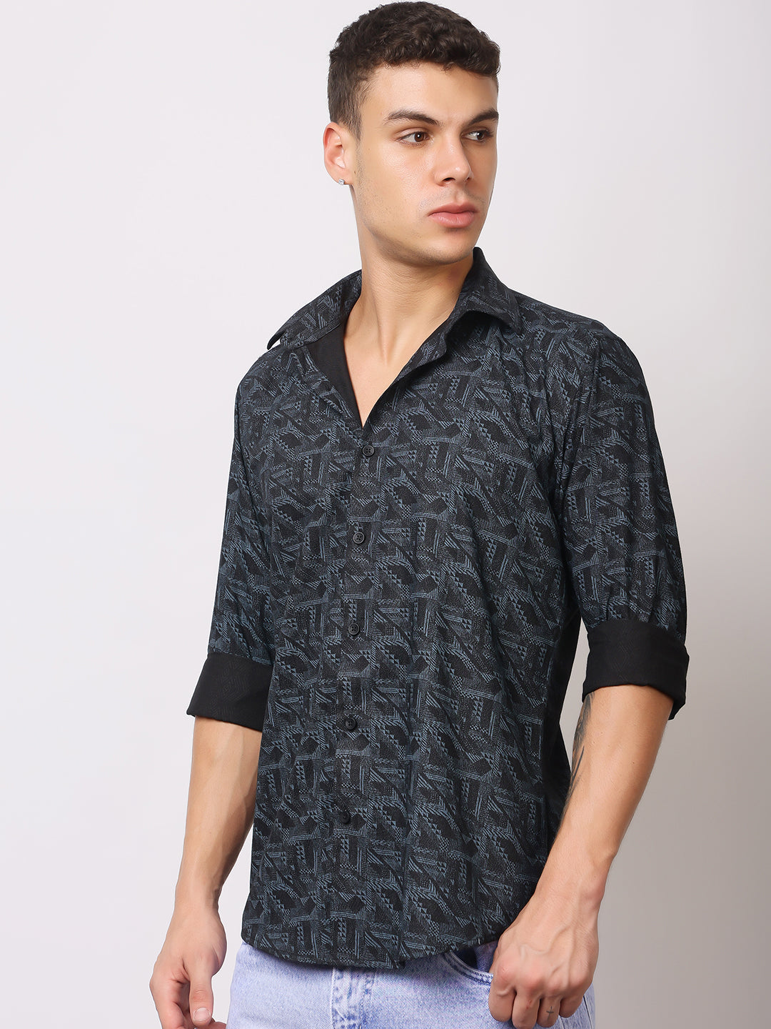 Stylox Men’s Printed Full Sleeve Geometric All-Over Print Casual Shirt