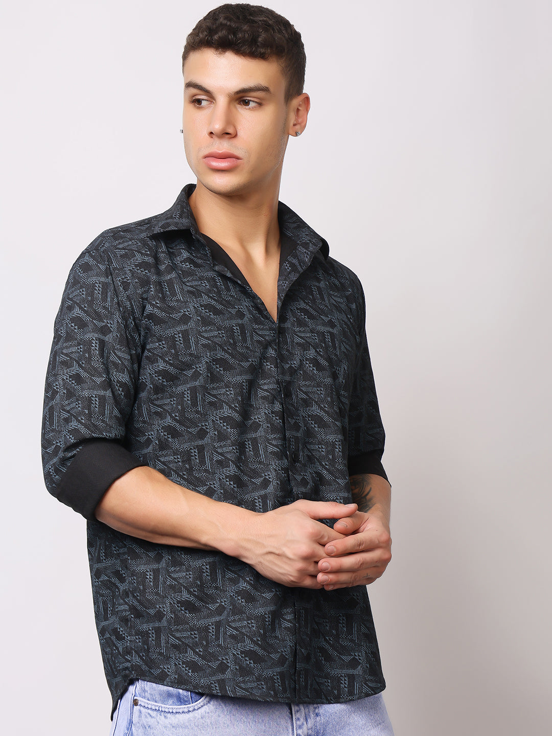Stylox Men’s Printed Full Sleeve Geometric All-Over Print Casual Shirt
