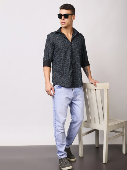 Stylox Men’s Printed Full Sleeve Geometric All-Over Print Casual Shirt