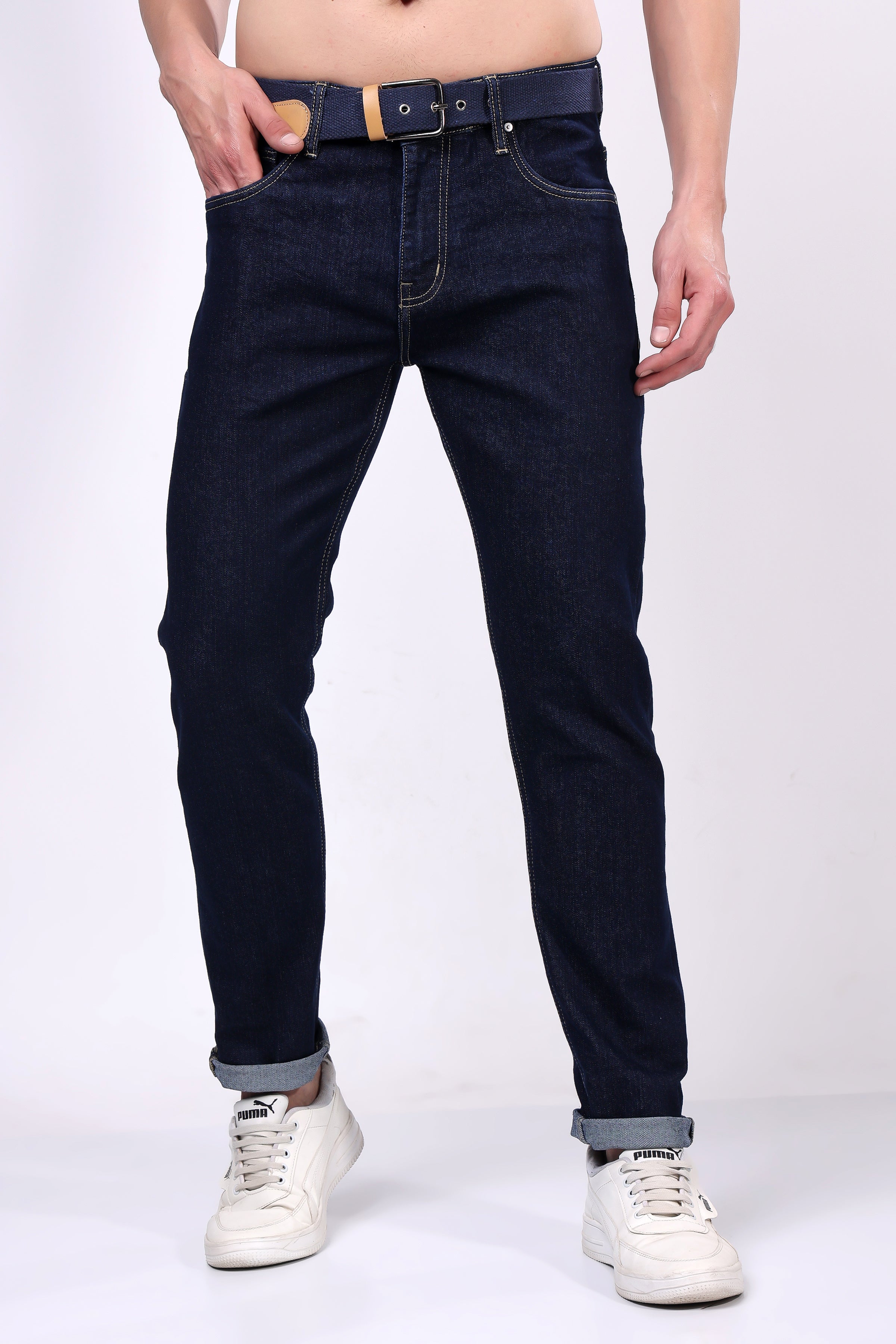 Stylox Slim Fit Dark Blue Denim Jeans for Men - Stylox
