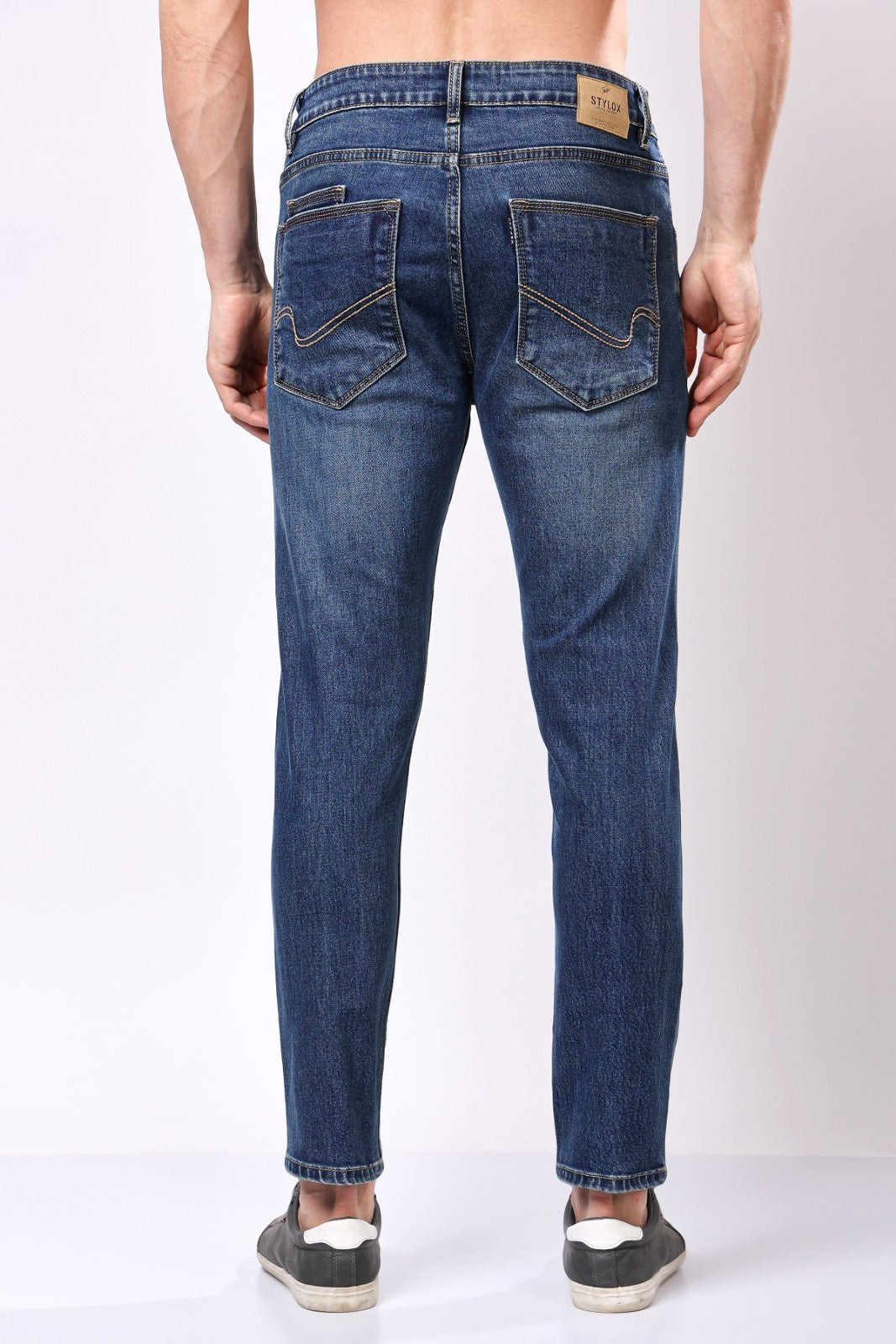 STYLOX Menâ€™s Greenish Blue Ankle Fit Jeans - Premium Denim, - Stylox