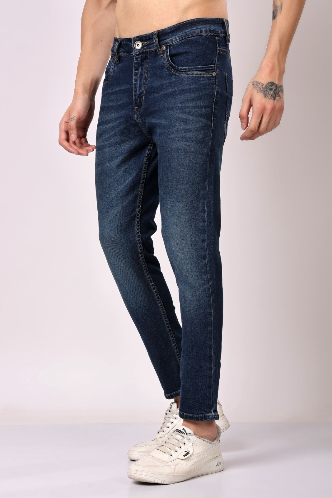 STYLOX Menâ€™s Dark Blue Ankle Fit Jeans - Premium Denim, - Stylox