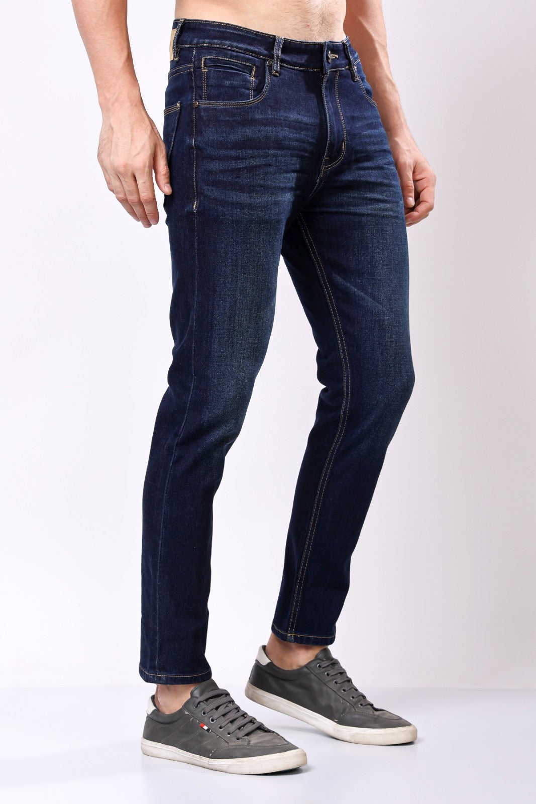 STYLOX Men’s Dark Blue Ankle Fit Jeans - Premium Denim,