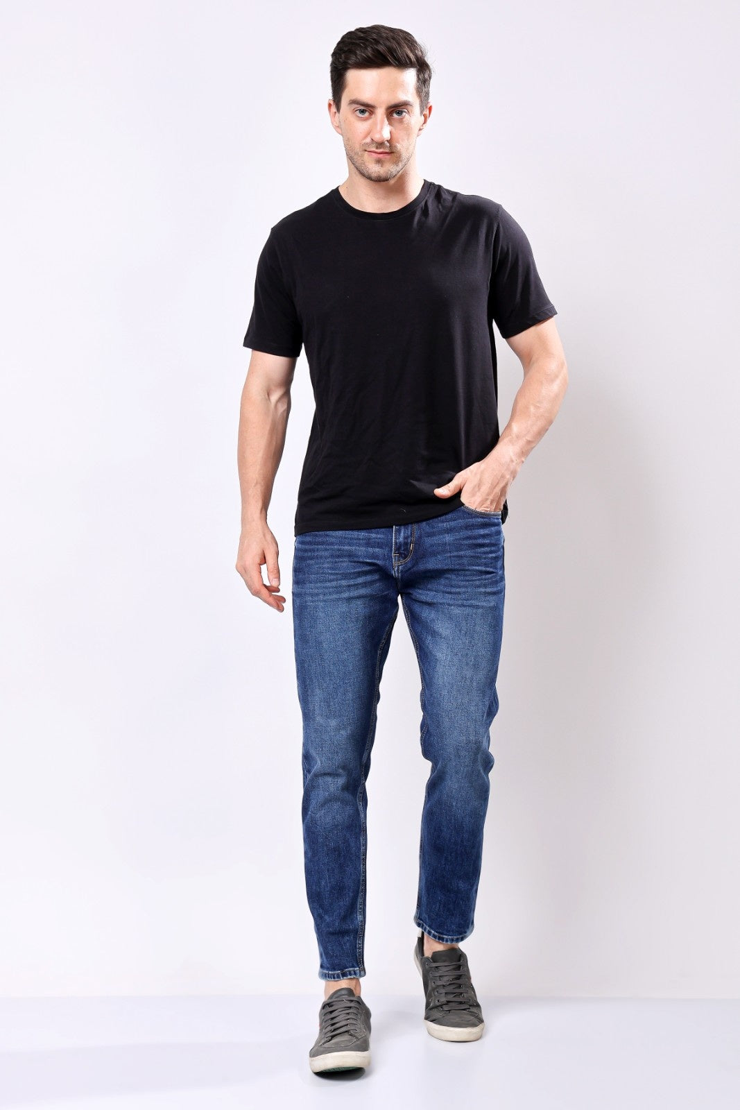 STYLOX Men’s Dark Blue Ankle Fit Jeans - Premium Denim,