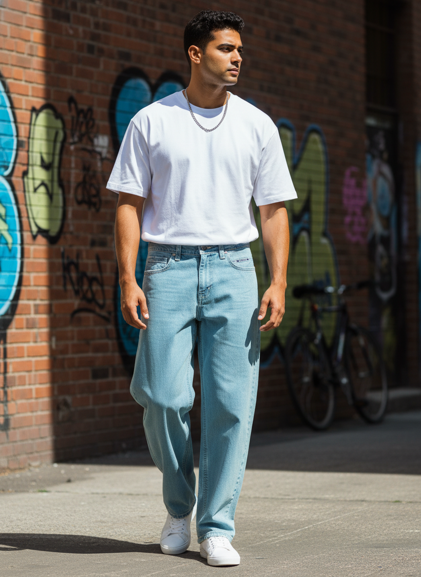 Stylox Men’s Sea Blue Loose Fit Jeans – Street-Ready Comfort &amp; Classic Style