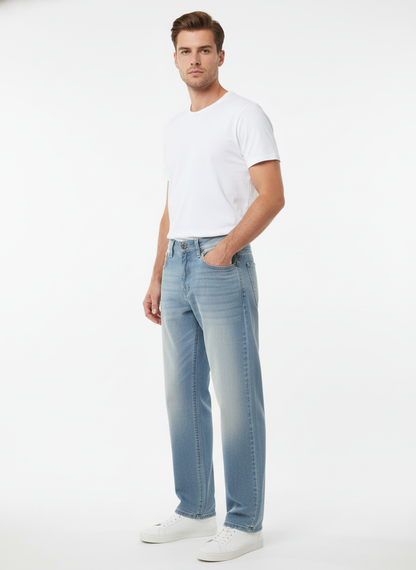 Stylox Men’s Sky Blue Loose Fit Jeans – Relaxed Denim for Effortless Style