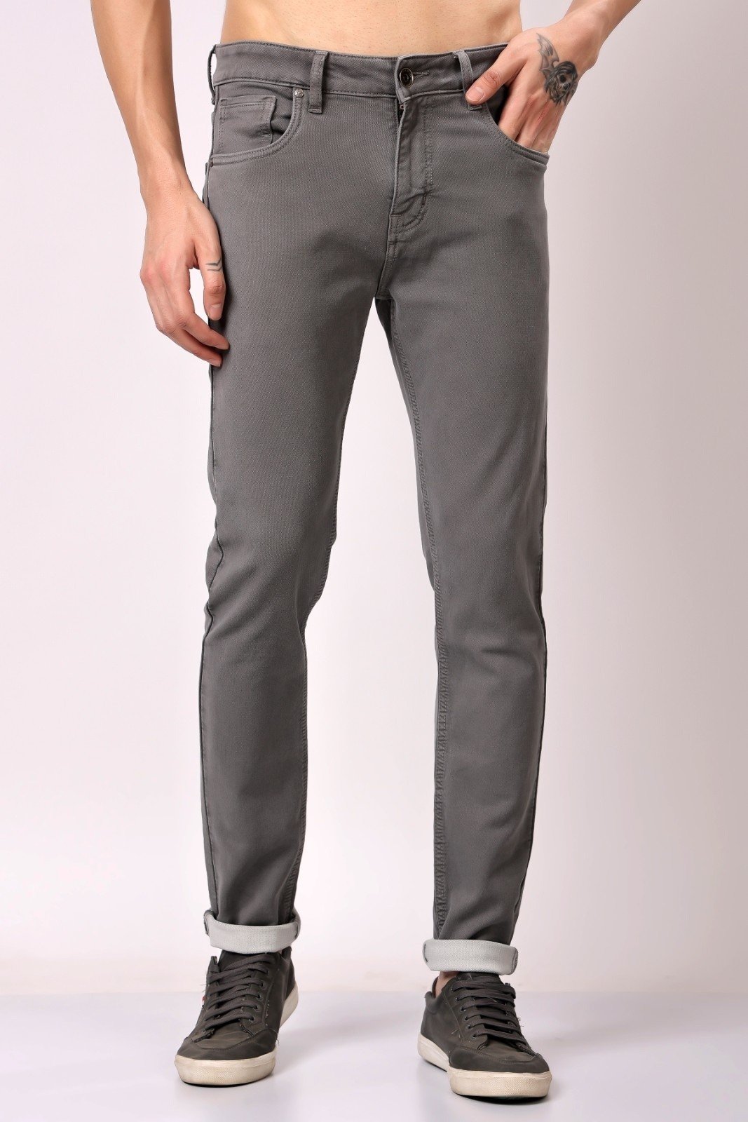 Stylox Slim Fit Denim Jeans - Grey, - Stylox