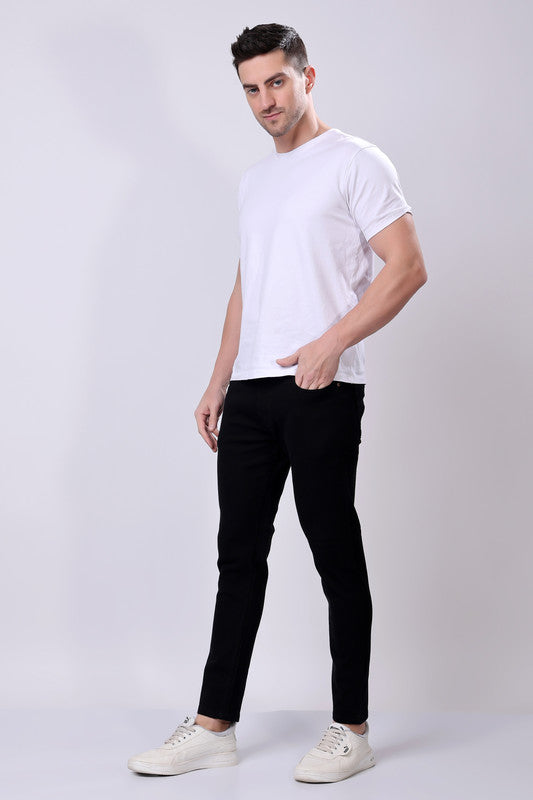 Stylox Men’s Ankle Fit Mid-Rise Denim Jeans (Black) - Stylox