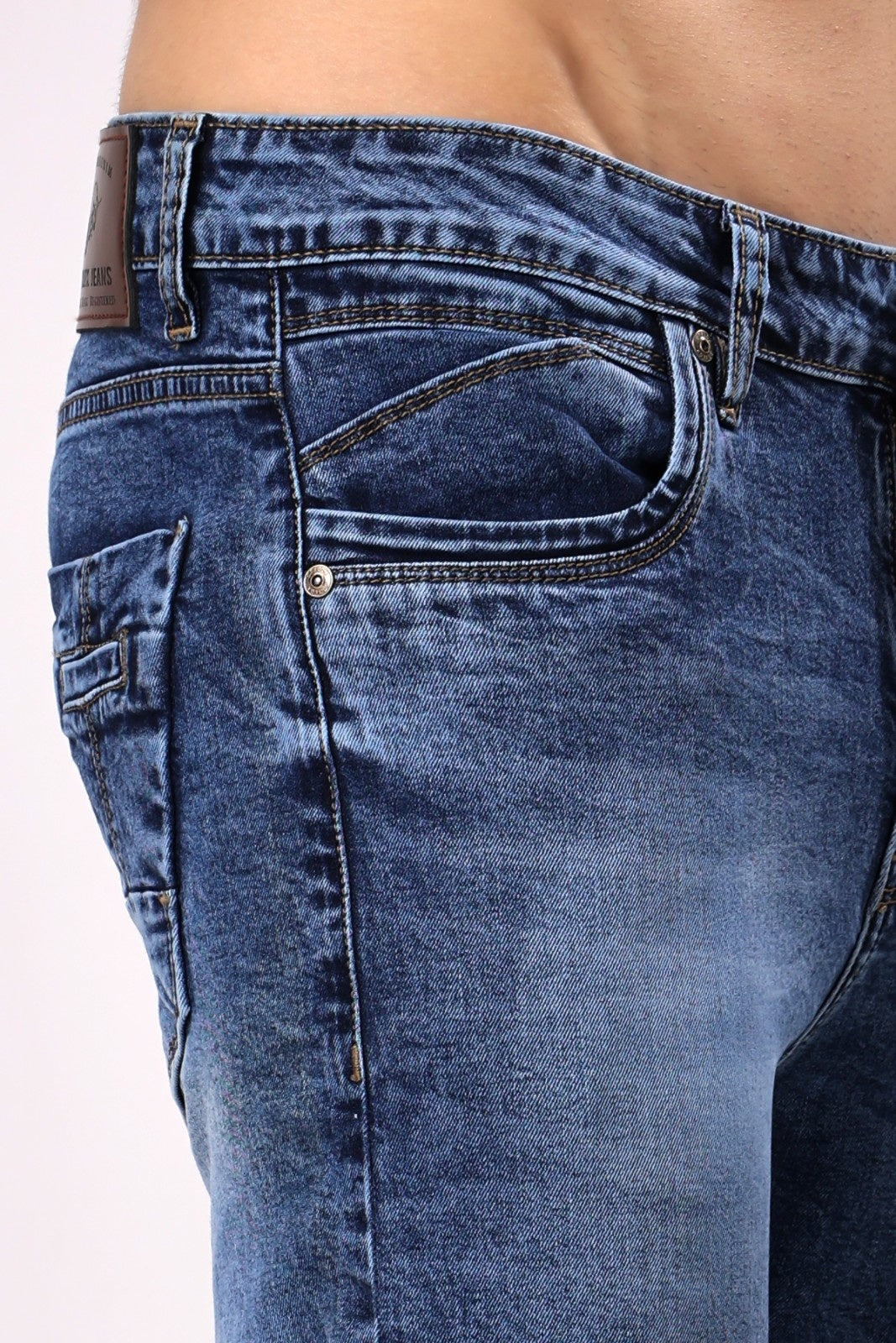 STYLOX Men’s Dark Blue Ankle Fit Denim Jeans - Stylox