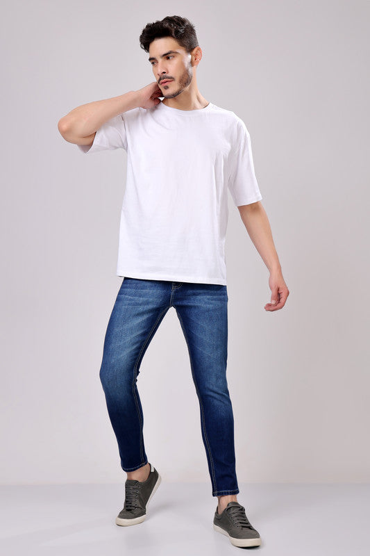 STYLOX Men’s Dark Blue Ankle Fit Jeans - Premium Denim,