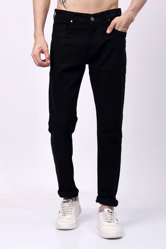 Stylox Slim Fit Mid-Rise Stretchable Denim Jeans for Men - Black | - Stylox