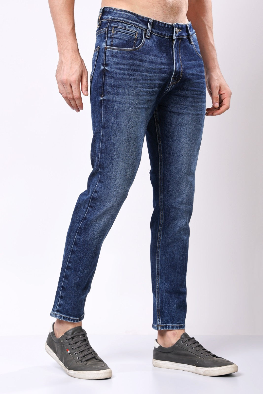 STYLOX Men’s Dark Blue Ankle Fit Jeans - Premium Denim,