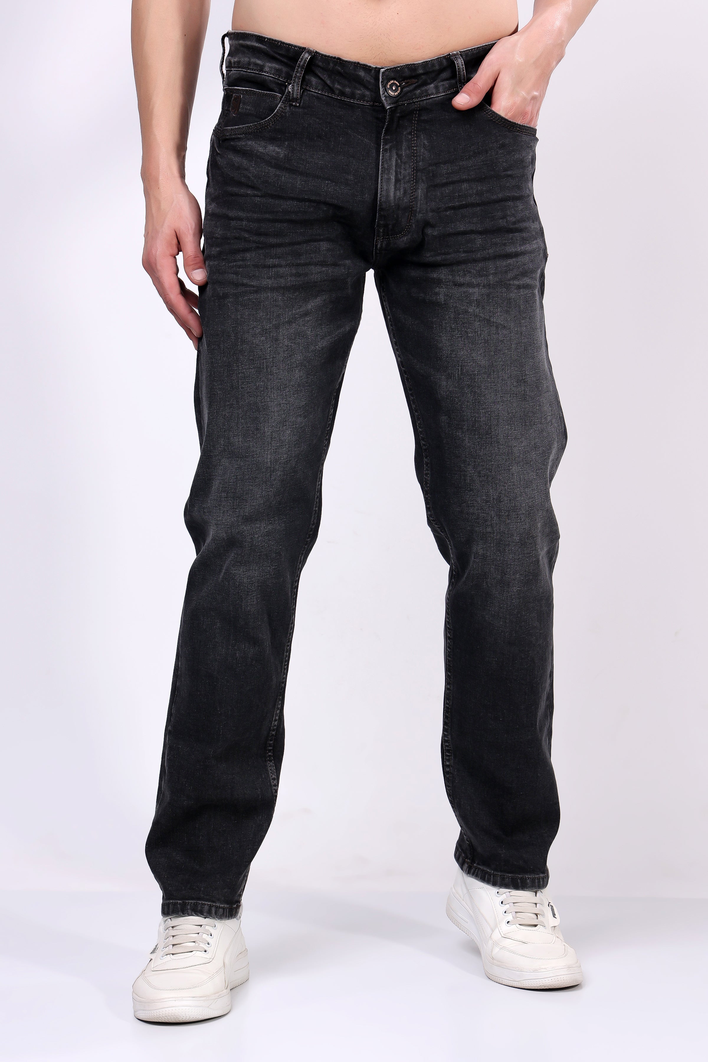 Stylox Slim Fit Mid-Rise Stretchable Denim Jeans for Men - Grey | - Stylox