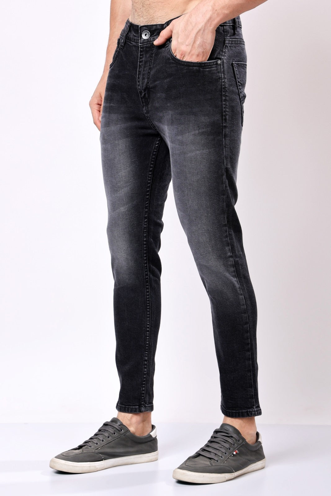 STYLOX Men’s Grey Ankle Fit Denim Jeans - Stylox