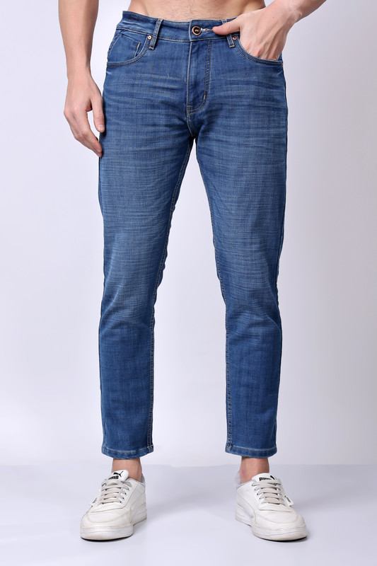 STYLOX Men’s Blue Ankle Fit Jeans - Premium Denim,